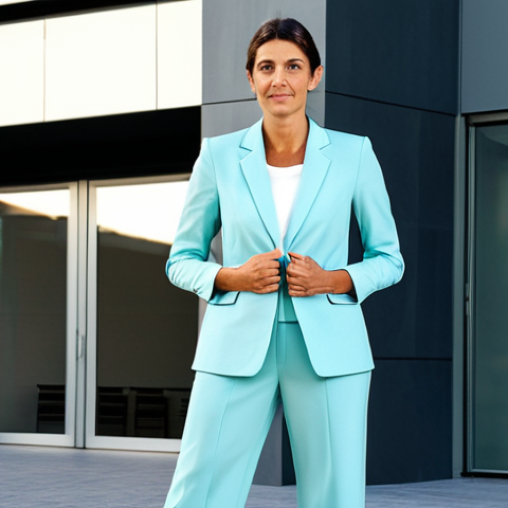 **

A professional architect, fully clothed in a modest pantsuit, standing in front of a newly designed eco-friendly building in Barcelona. Natural sunlight, perfect anatomy, correct proportions, well-formed hands, proper finger count, professional architectural photography, safe for work, appropriate content, fully clothed, professional, family-friendly.

**